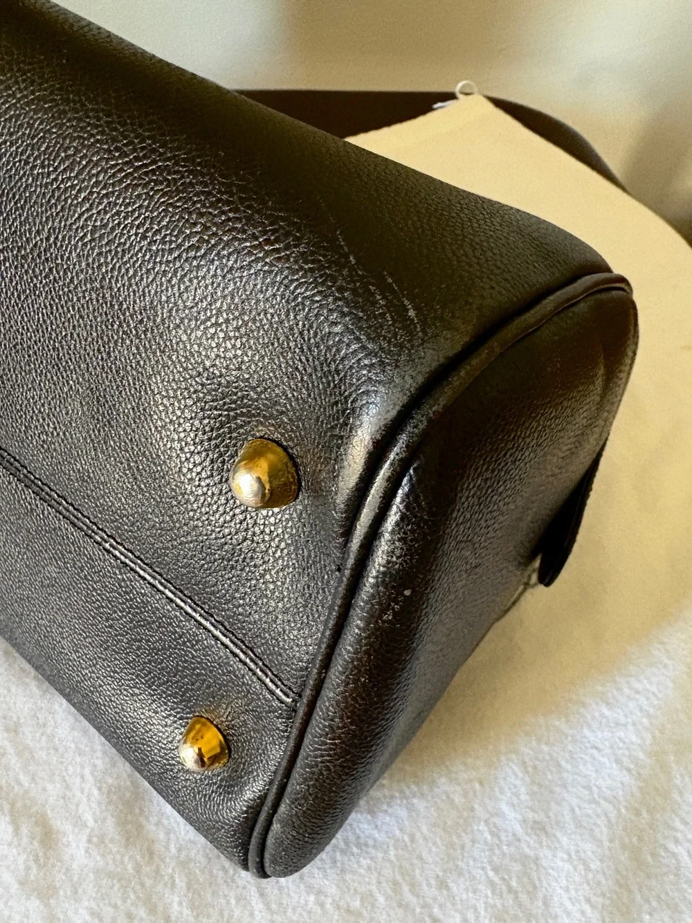 Authentic Vintage Burberrys Satchel Boston Bag Black Leather Nova Check 80-90s